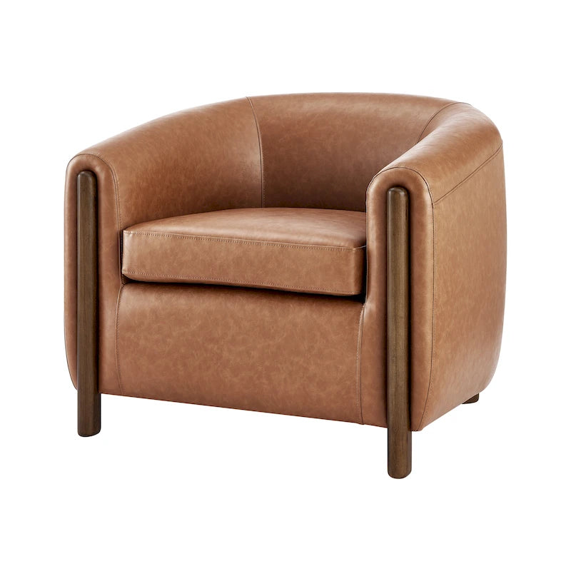 Accent Arm Chair – Sage Gray / Barley Beige / Vintage Cider, Fabric & Faux Leather, 1-Seat