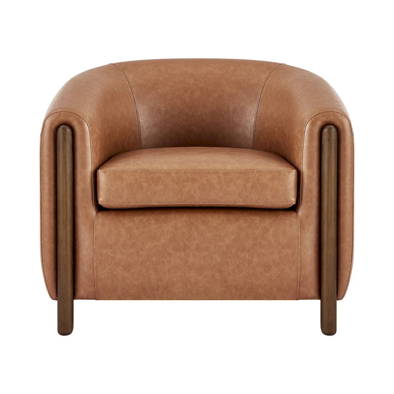 Accent Arm Chair – Sage Gray / Barley Beige / Vintage Cider, Fabric & Faux Leather, 1-Seat