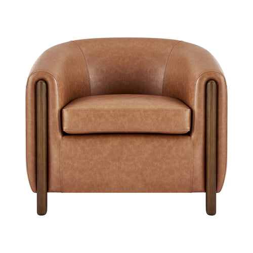 Accent Arm Chair – Sage Gray / Barley Beige / Vintage Cider, Fabric & Faux Leather, 1-Seat