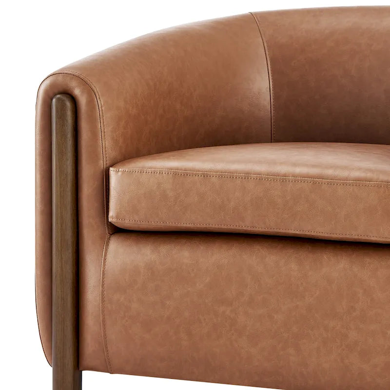 Accent Arm Chair – Sage Gray / Barley Beige / Vintage Cider, Fabric & Faux Leather, 1-Seat