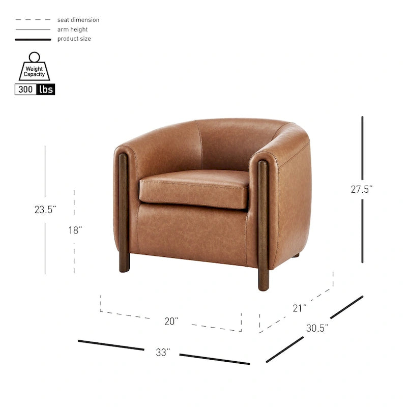 Accent Arm Chair – Sage Gray / Barley Beige / Vintage Cider, Fabric & Faux Leather, 1-Seat