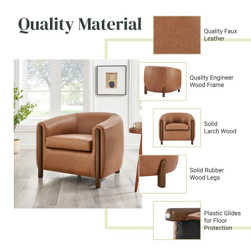 Accent Arm Chair – Sage Gray / Barley Beige / Vintage Cider, Fabric & Faux Leather, 1-Seat