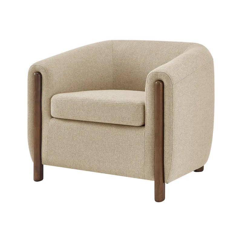 Accent Arm Chair – Sage Gray / Barley Beige / Vintage Cider, Fabric & Faux Leather, 1-Seat
