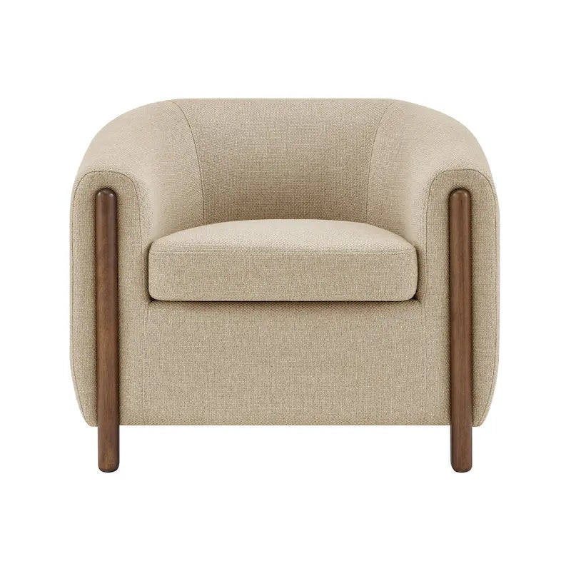 Accent Arm Chair – Sage Gray / Barley Beige / Vintage Cider, Fabric & Faux Leather, 1-Seat