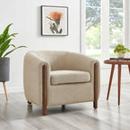 Accent Arm Chair – Sage Gray / Barley Beige / Vintage Cider, Fabric & Faux Leather, 1-Seat