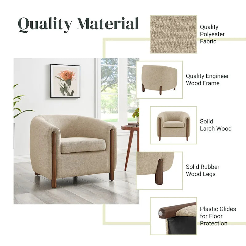 Accent Arm Chair – Sage Gray / Barley Beige / Vintage Cider, Fabric & Faux Leather, 1-Seat