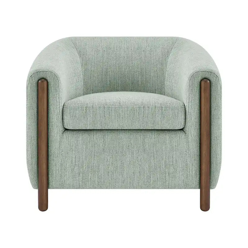 Accent Arm Chair – Sage Gray / Barley Beige / Vintage Cider, Fabric & Faux Leather, 1-Seat
