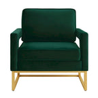 Emerald / Cream / Black / Navy Velvet Accent Chair – Gold Metal Frame, Single Seat