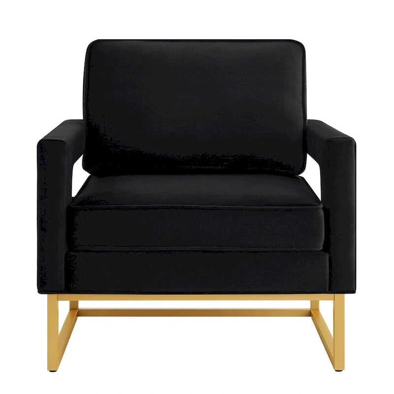Emerald / Cream / Black / Navy Velvet Accent Chair – Gold Metal Frame, Single Seat