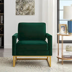 Emerald / Cream / Black / Navy Velvet Accent Chair – Gold Metal Frame, Single Seat