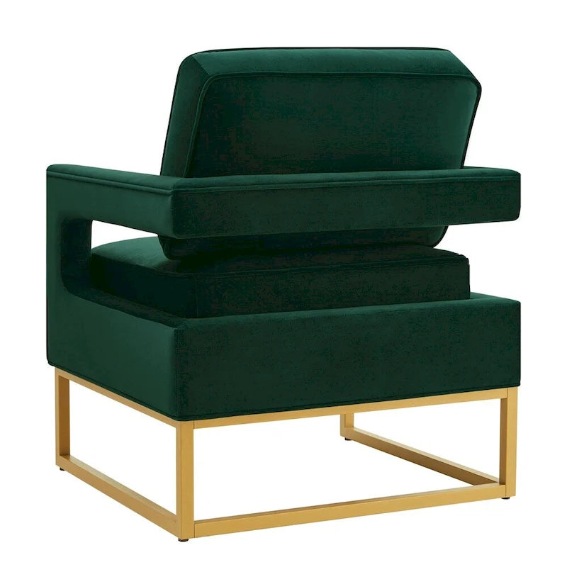 Emerald / Cream / Black / Navy Velvet Accent Chair – Gold Metal Frame, Single Seat