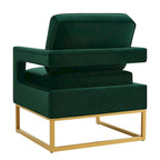 Emerald / Cream / Black / Navy Velvet Accent Chair – Gold Metal Frame, Single Seat
