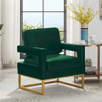 Emerald / Cream / Black / Navy Velvet Accent Chair – Gold Metal Frame, Single Seat