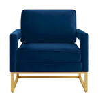 Emerald / Cream / Black / Navy Velvet Accent Chair – Gold Metal Frame, Single Seat