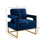 Emerald / Cream / Black / Navy Velvet Accent Chair – Gold Metal Frame, Single Seat