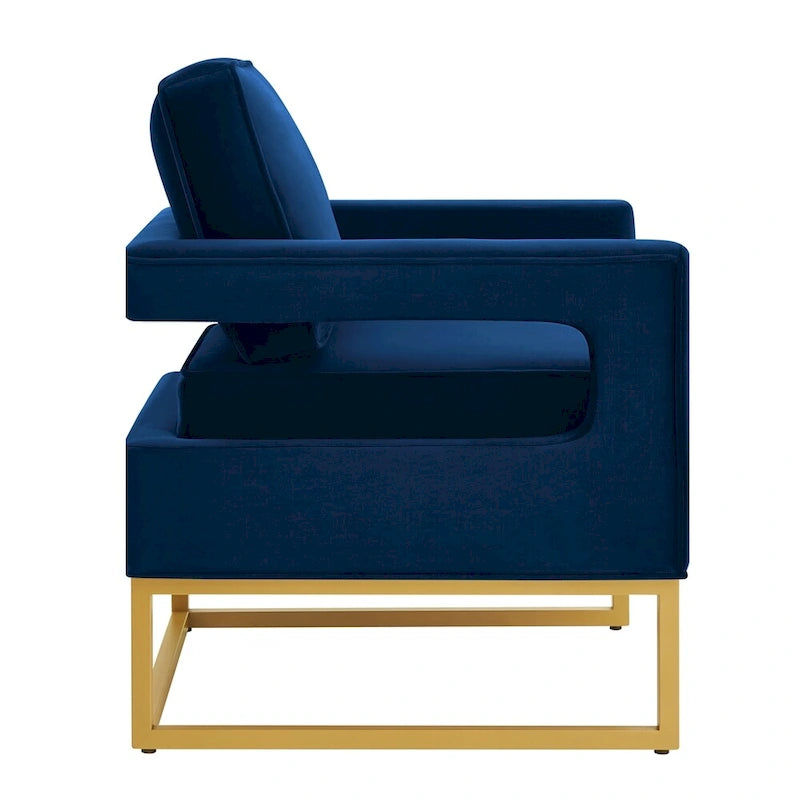Emerald / Cream / Black / Navy Velvet Accent Chair – Gold Metal Frame, Single Seat