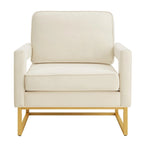 Emerald / Cream / Black / Navy Velvet Accent Chair – Gold Metal Frame, Single Seat