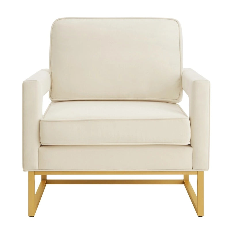 Emerald / Cream / Black / Navy Velvet Accent Chair – Gold Metal Frame, Single Seat