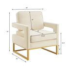 Emerald / Cream / Black / Navy Velvet Accent Chair – Gold Metal Frame, Single Seat