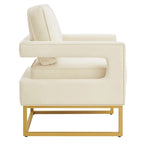 Emerald / Cream / Black / Navy Velvet Accent Chair – Gold Metal Frame, Single Seat