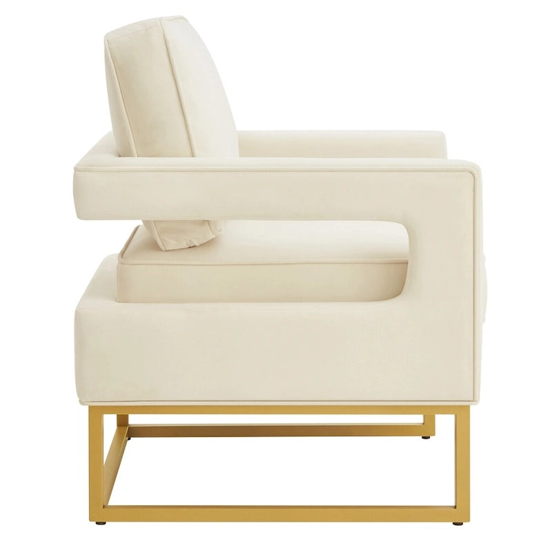 Emerald / Cream / Black / Navy Velvet Accent Chair – Gold Metal Frame, Single Seat