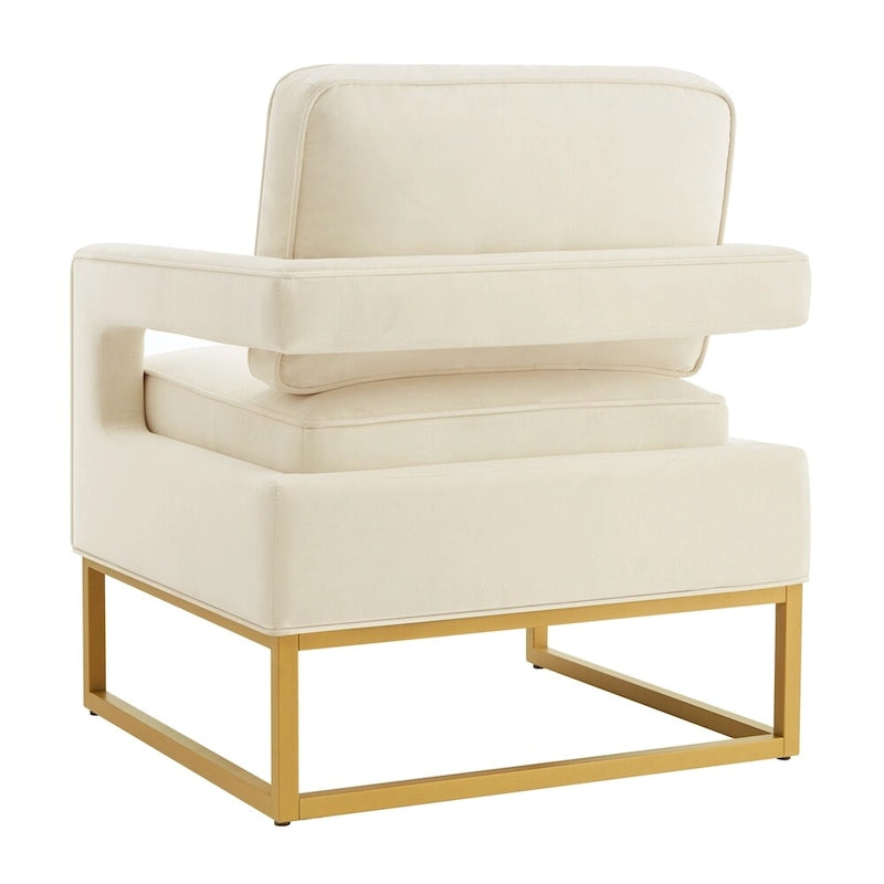 Emerald / Cream / Black / Navy Velvet Accent Chair – Gold Metal Frame, Single Seat