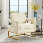 Emerald / Cream / Black / Navy Velvet Accent Chair – Gold Metal Frame, Single Seat