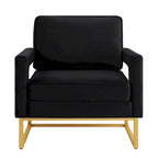 Emerald / Cream / Black / Navy Velvet Accent Chair – Gold Metal Frame, Single Seat