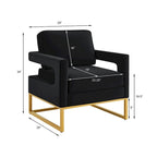 Emerald / Cream / Black / Navy Velvet Accent Chair – Gold Metal Frame, Single Seat