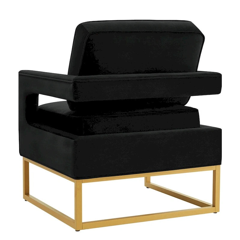 Emerald / Cream / Black / Navy Velvet Accent Chair – Gold Metal Frame, Single Seat