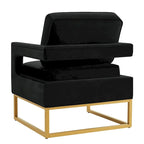 Emerald / Cream / Black / Navy Velvet Accent Chair – Gold Metal Frame, Single Seat