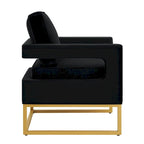 Emerald / Cream / Black / Navy Velvet Accent Chair – Gold Metal Frame, Single Seat
