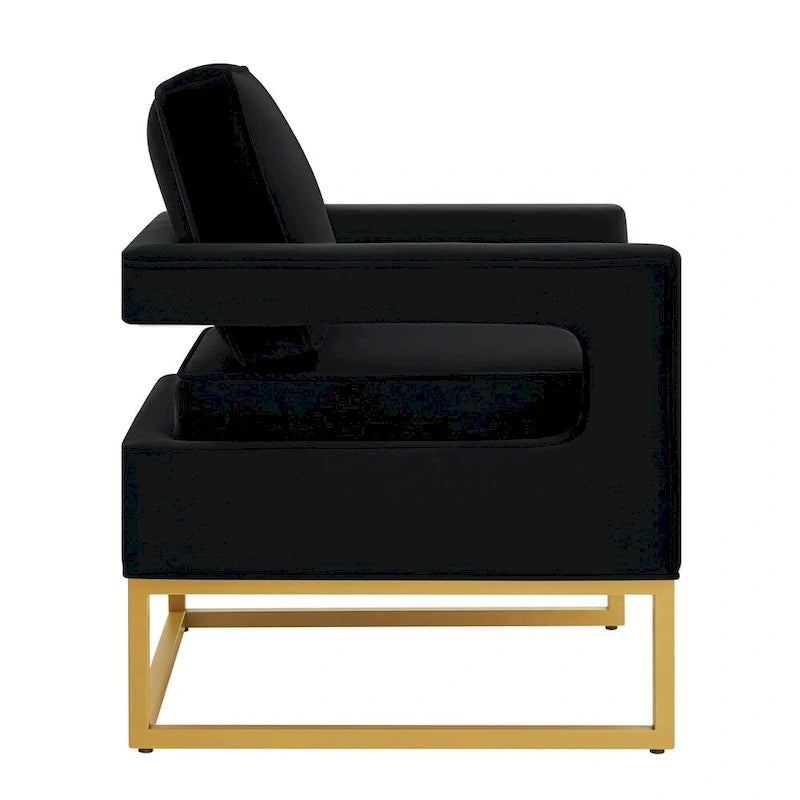 Emerald / Cream / Black / Navy Velvet Accent Chair – Gold Metal Frame, Single Seat