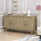 Armoire de rangement 4 portes naturelle avec portes en lin