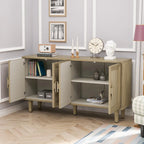 Armoire de rangement 4 portes naturelle avec portes en lin
