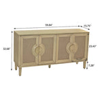 Armoire de rangement 4 portes naturelle avec portes en lin