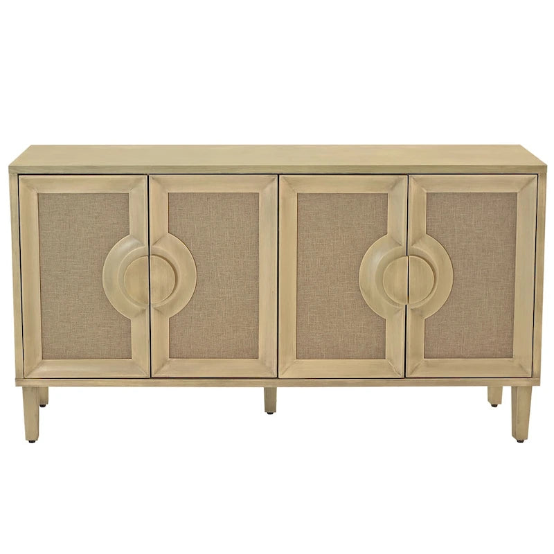 Armoire de rangement 4 portes naturelle avec portes en lin