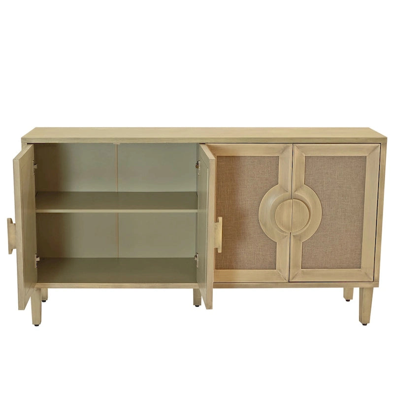 Armoire de rangement 4 portes naturelle avec portes en lin