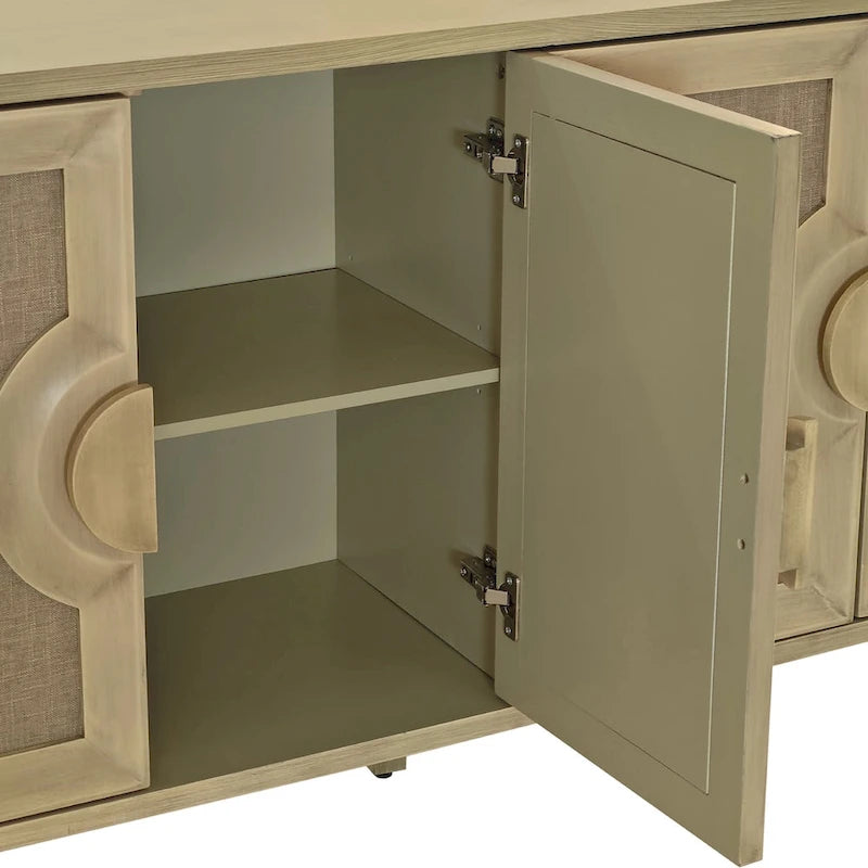 Armoire de rangement 4 portes naturelle avec portes en lin