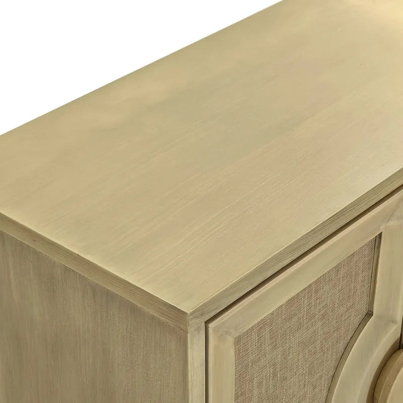 Armoire de rangement 4 portes naturelle avec portes en lin