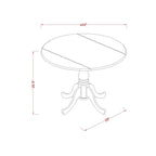Linen White & Mahogany Round Drop-Leaf Pedestal Dining Table, Seats 2–4