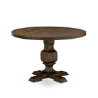 Distressed Jacobean Round Dining Table Set, Dahlia Linen, Seats 4 or 6