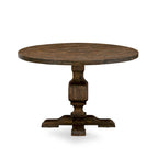 Distressed Jacobean Round Dining Table Set, Dahlia Linen, Seats 4 or 6