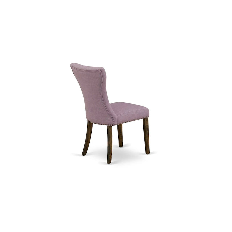 Distressed Jacobean Round Dining Table Set, Dahlia Linen, Seats 4 or 6