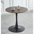 Walnut+Black / White Round Tulip Dining Table, Pedestal Base, Seats 2–4
