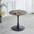 Walnut+Black / White Round Tulip Dining Table, Pedestal Base, Seats 2–4