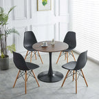 Walnut+Black / White Round Tulip Dining Table, Pedestal Base, Seats 2–4
