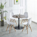 Walnut+Black / White Round Tulip Dining Table, Pedestal Base, Seats 2–4