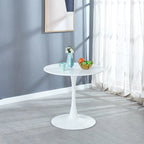 Walnut+Black / White Round Tulip Dining Table, Pedestal Base, Seats 2–4