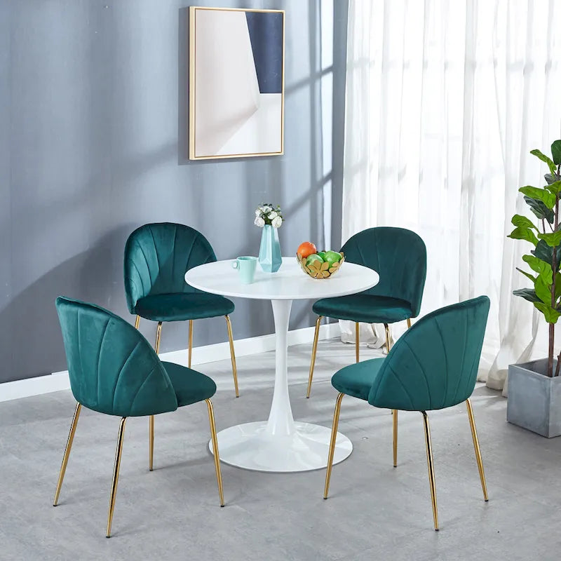 Walnut+Black / White Round Tulip Dining Table, Pedestal Base, Seats 2–4
